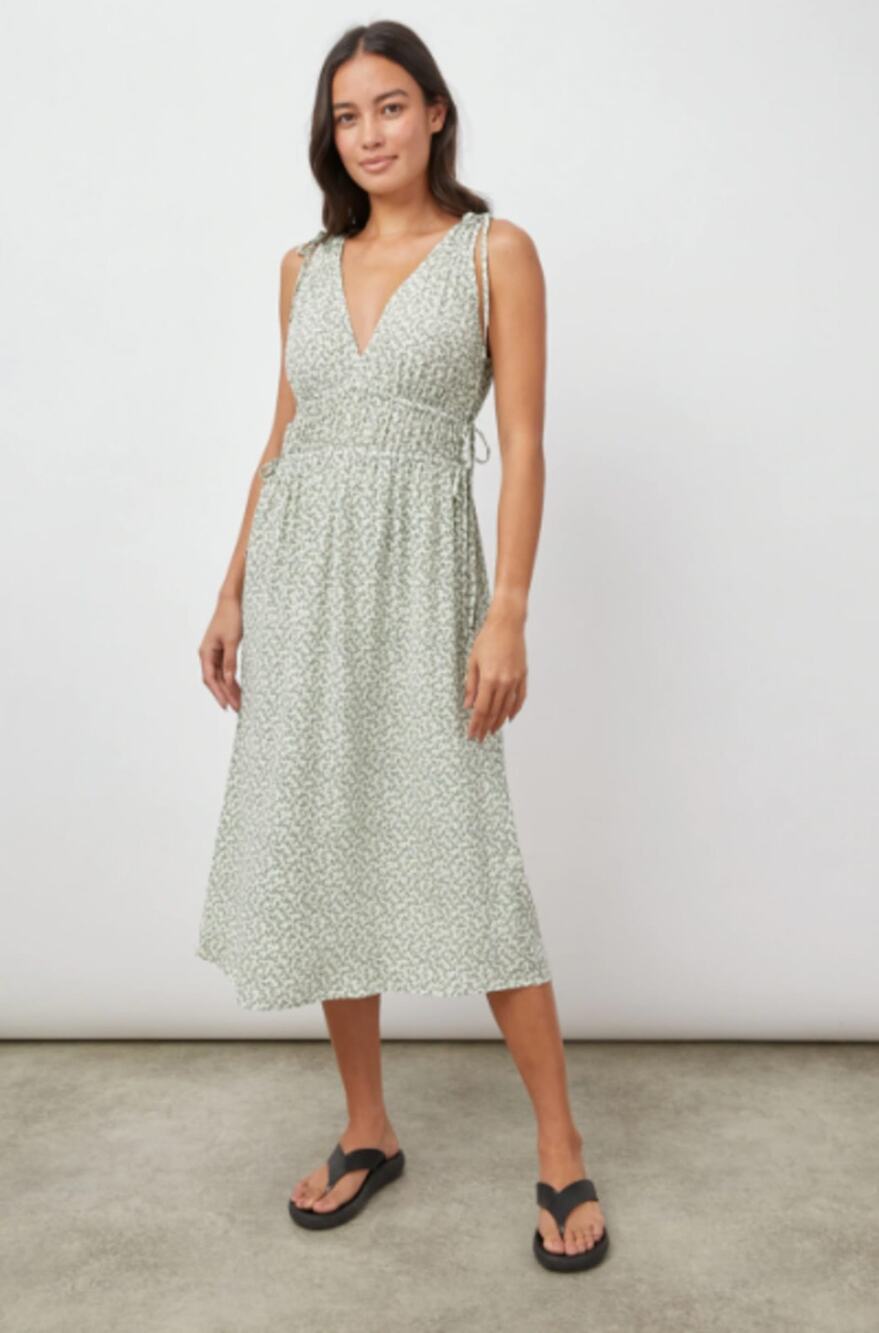 Rails Constantine Green Garden Floral Sleeveless V-Neck Maxi Dress Size S